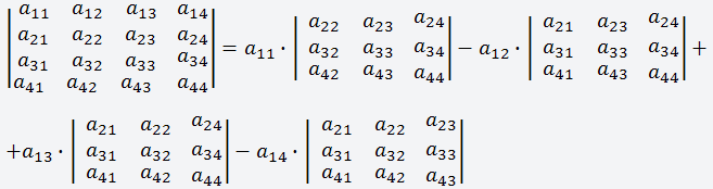 Пример вычисления определителя матрицы